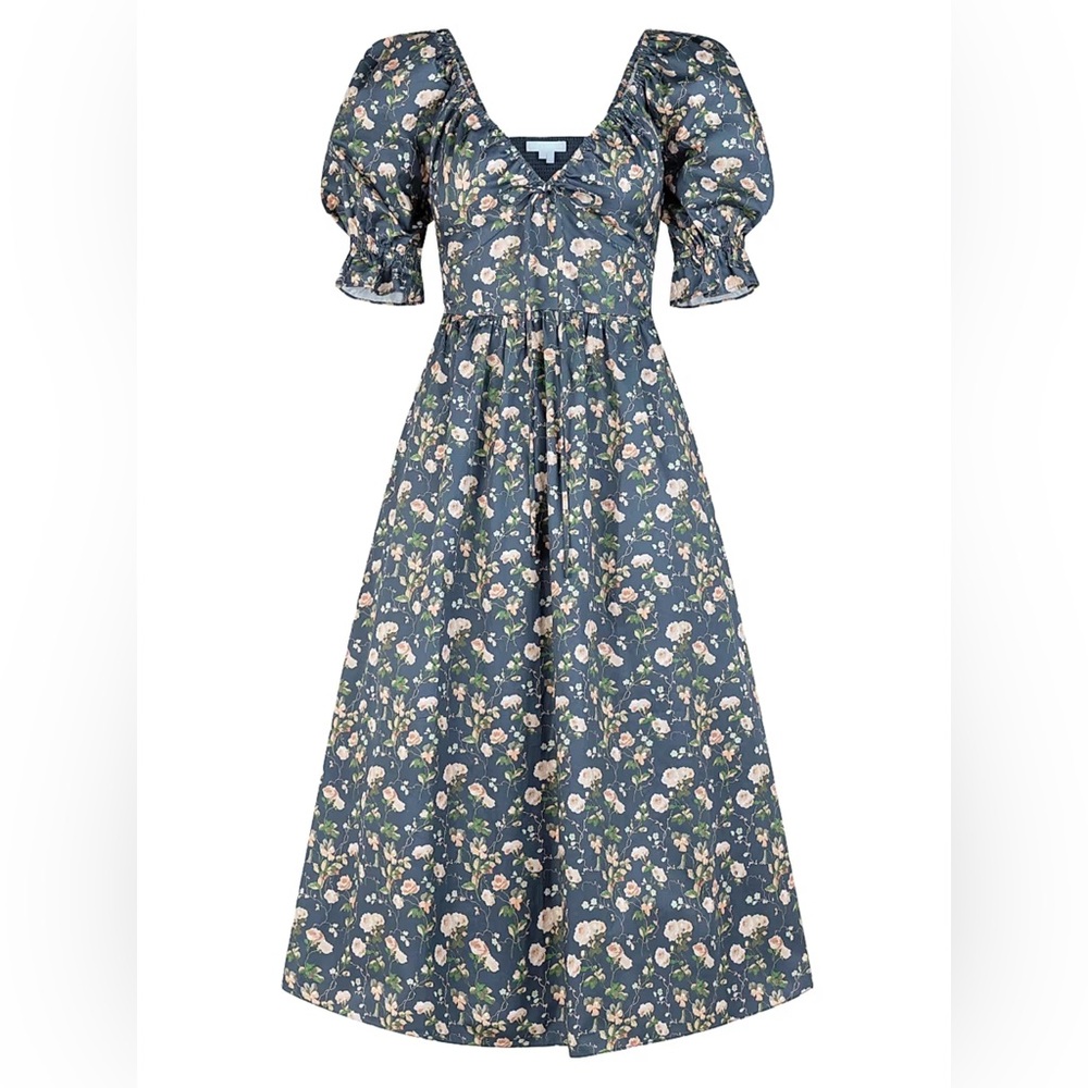 Hill House Ophelia dress in navy blue bonnet print